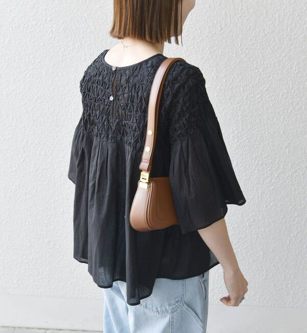 SHIPS any「SHIPS any:〈洗濯機可能〉ハンドスモッキング コットン フレア ブラウス」|シャツ・ブラウス|