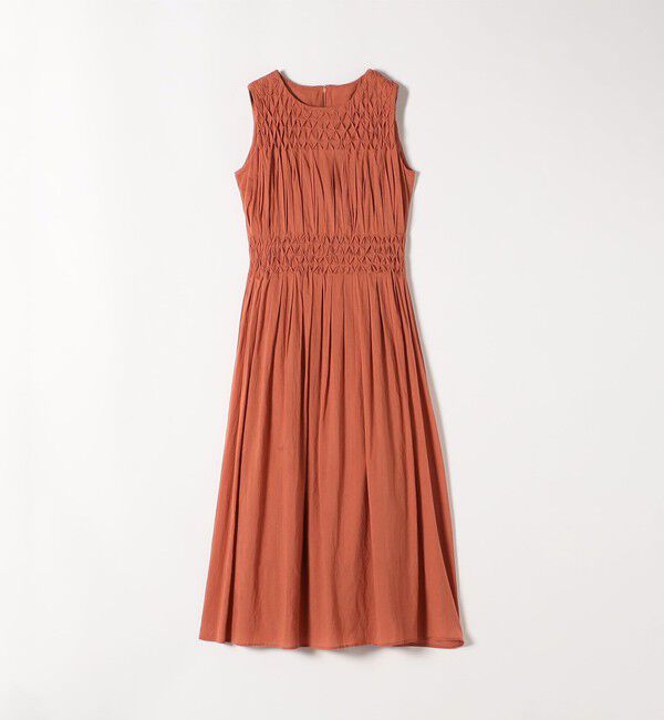 SHIPS any「《一部追加予約》【WEB限定】SHIPS any: ハンドスモッキング  コットン フレア ノースリーブ ワンピース」|ワンピース|