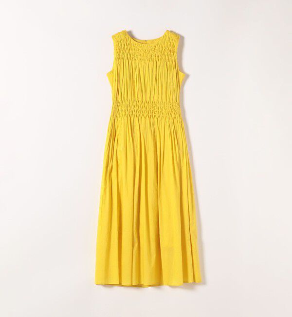 SHIPS any「《一部追加予約》【WEB限定】SHIPS any: ハンドスモッキング  コットン フレア ノースリーブ ワンピース」|ワンピース|