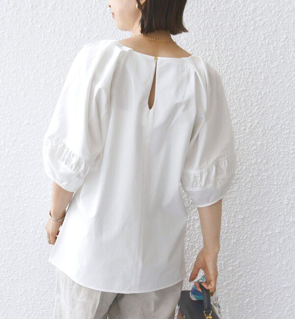 SHIPS for women「〈手洗い可能〉ランタン スリーブ キーネック ブラウス」|シャツ・ブラウス|