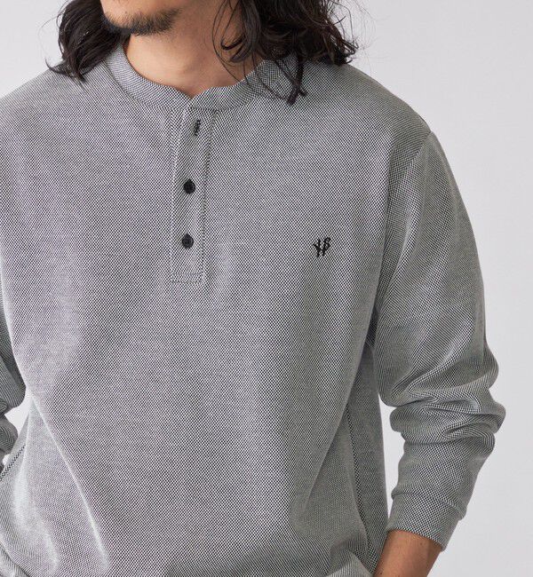 SHIPS「【WEB限定】SHIPS:〈抗菌・防臭〉ワンポイントロゴ バーズアイ ヘンリーネック 長袖 Tシャツ」|Tシャツ・カットソー|