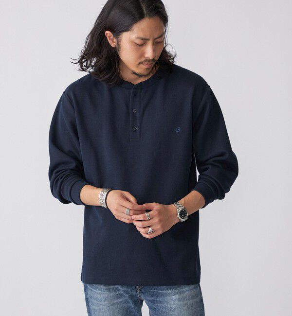 SHIPS「【WEB限定】SHIPS:〈抗菌・防臭〉ワンポイントロゴ バーズアイ ヘンリーネック 長袖 Tシャツ」|Tシャツ・カットソー|