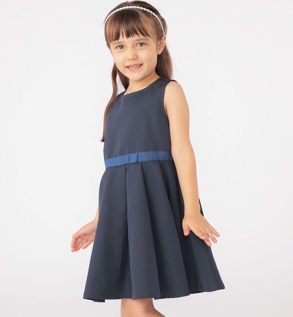 SHIPS KIDS「SHIPS KIDS:110～130cm /セレモニー ノースリーブワンピース」|ワンピース|ダークブルー