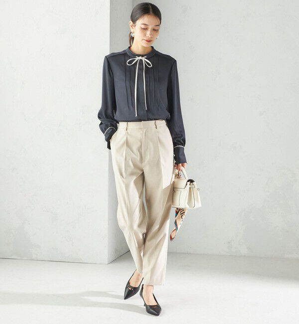 SHIPS for women「〈手洗い可能〉ハンマー サテン ピンタック ブラウス」|シャツ・ブラウス|