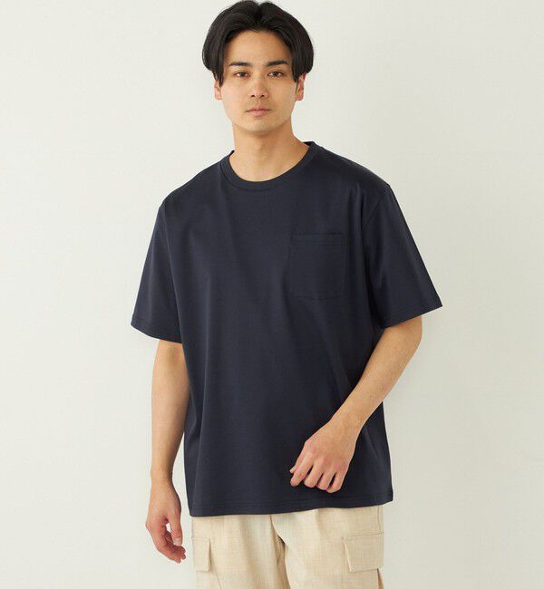 SHIPS Colors 「SHIPS Colors:〈接触冷感〉シルケット コットン クルーネック TEE◇」|Tシャツ・カットソー|ネイビー