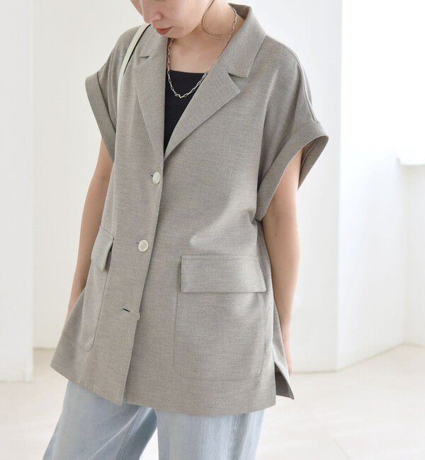 quaranciel「quaranciel: ウーステッド フレンチスリーブ テーラード ジレ ジャケット」|その他|グレー