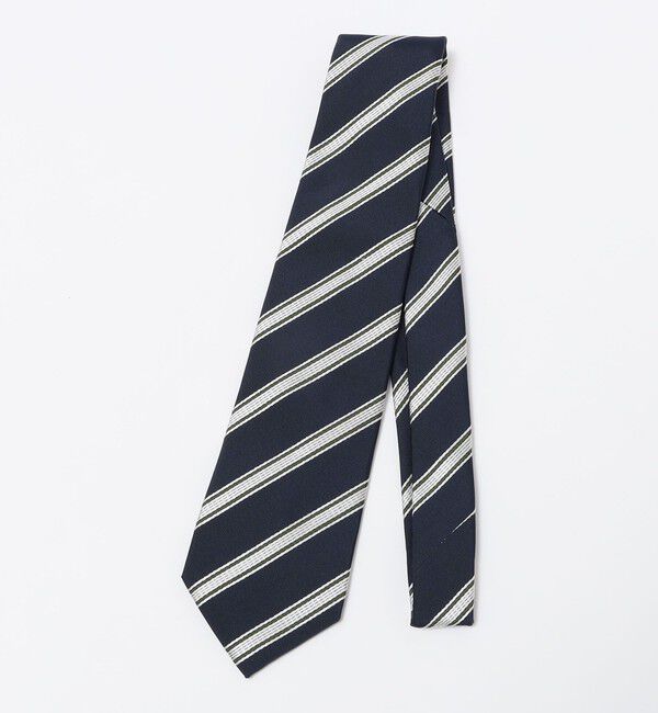 SHIPS「SHIPS: フォサッティ シルク コットン ストライプ ネクタイ」|ネクタイ・蝶ネクタイ|ネイビー