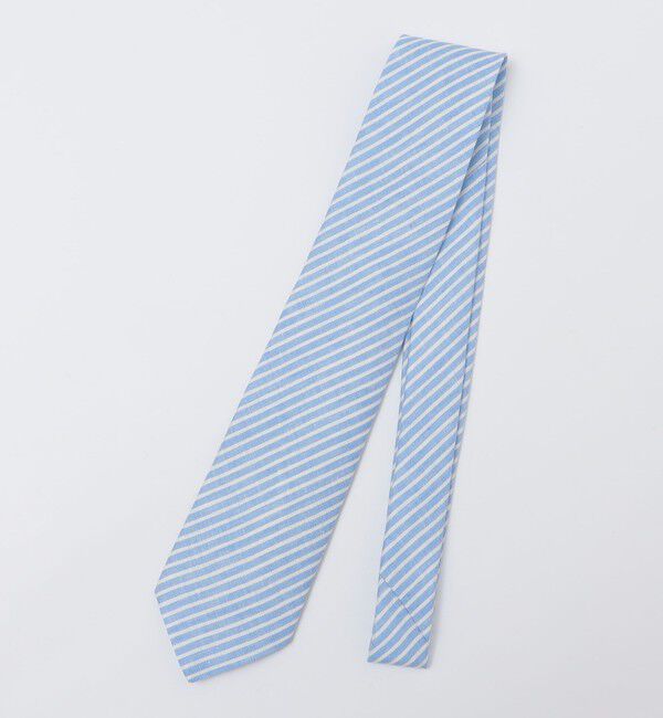 SHIPS「BREUER: リネン デニム ストライプ ネクタイ」|ネクタイ・蝶ネクタイ|ライトブルー