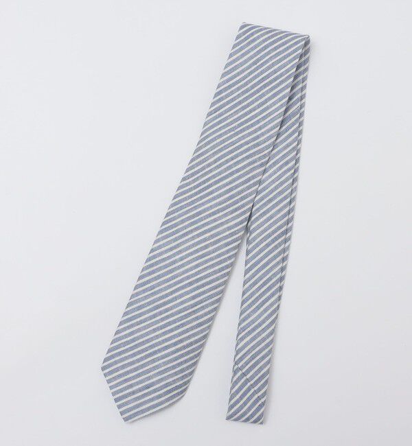 SHIPS「BREUER: リネン デニム ストライプ ネクタイ」|ネクタイ・蝶ネクタイ|コバルトブルー
