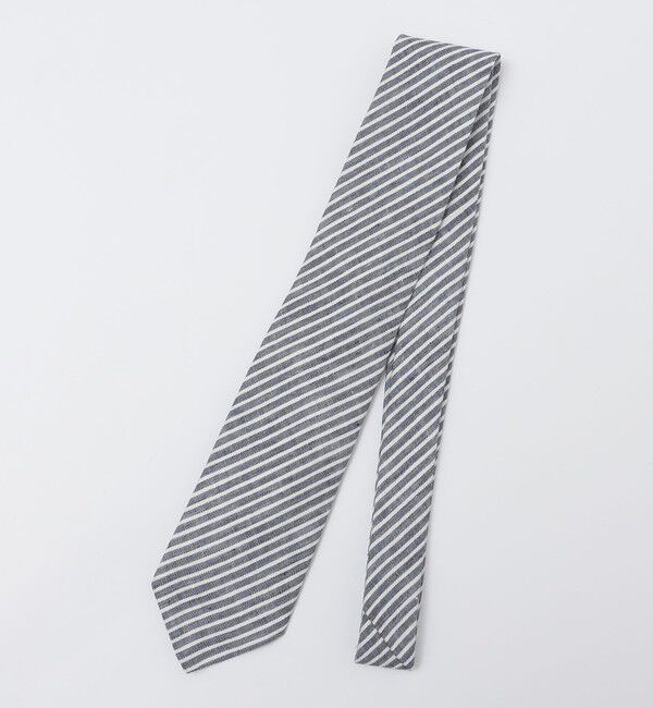 SHIPS「BREUER: リネン デニム ストライプ ネクタイ」|ネクタイ・蝶ネクタイ|ネイビー