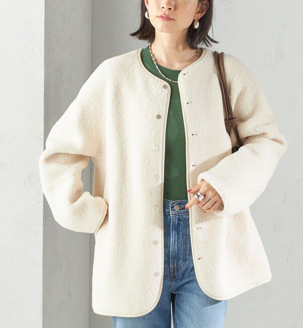 SHIPS for women「【一部WEB限定】〈手洗い可能〉NEW リバーシブル ボア ブルゾン」|ブルゾン・スタジャン|オフホワイト