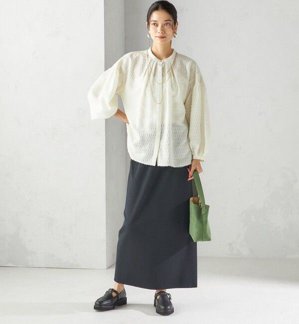 SHIPS for women「〈手洗い可能〉シアー ジャカード 袖 シャーリング ブラウス」|シャツ・ブラウス|