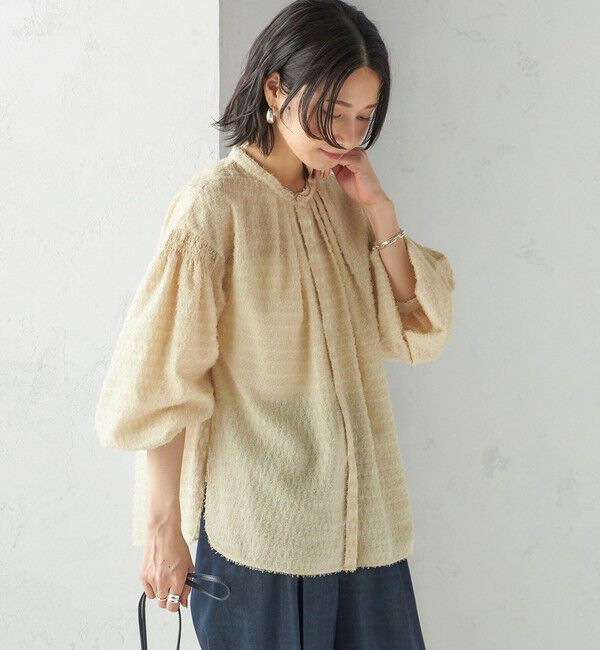 SHIPS for women「〈手洗い可能〉シアー ジャカード 袖 シャーリング ブラウス」|シャツ・ブラウス|