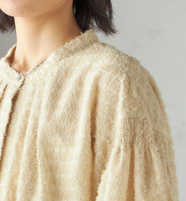 SHIPS for women「〈手洗い可能〉シアー ジャカード 袖 シャーリング ブラウス」|シャツ・ブラウス|