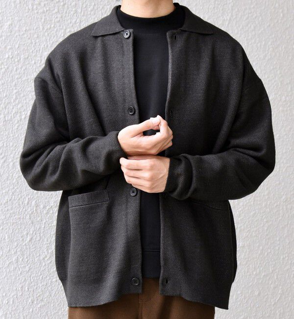 SHIPS any「SHIPS any:〈手洗い可能〉ハイゲージ ミラノリブ ブラッシュド ニット ポロ カーディガン◇」|カーディガン|ダークグレー