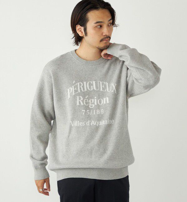 SHIPS Colors 「SHIPS Colors:〈手洗い可能〉モール ジャカード ロゴ ニット」|ニット・セーター|グレー