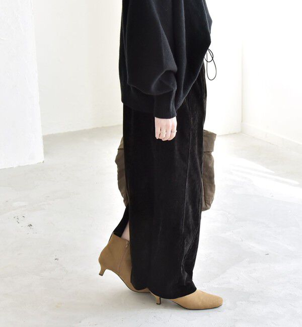 quaranciel「quaranciel:〈洗濯機可能〉ポリエステル ベロア Iライン イージー スカート」|スカート|