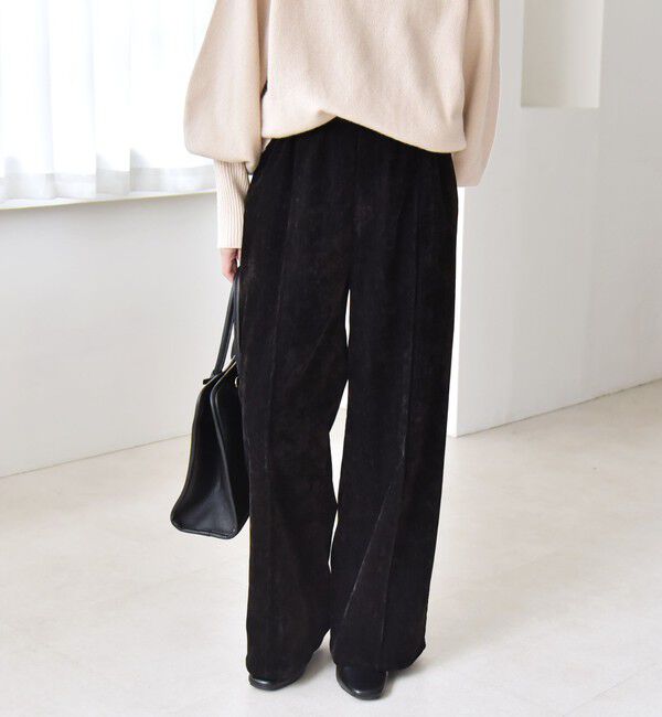 quaranciel「quaranciel:〈洗濯機可能〉ポリエステル ベロア ピンタック イージー ワイド パンツ」|その他|