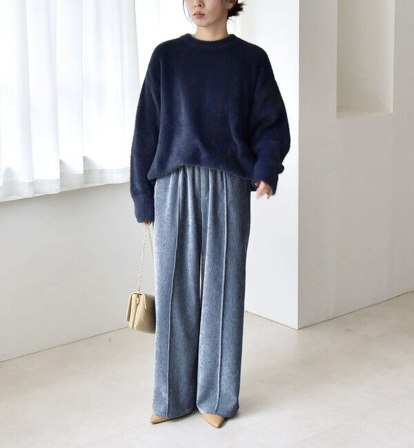 quaranciel「quaranciel:〈洗濯機可能〉ポリエステル ベロア ピンタック イージー ワイド パンツ」|その他|