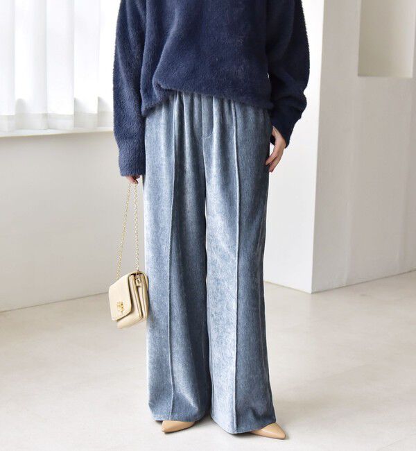 quaranciel「quaranciel:〈洗濯機可能〉ポリエステル ベロア ピンタック イージー ワイド パンツ」|その他|