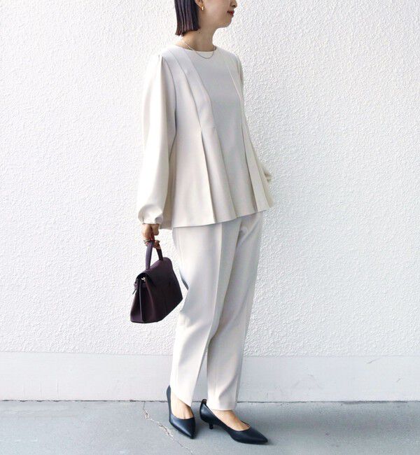 SHIPS for women「〈手洗い可能〉ダブル クロス パンツ オフホワイト（セレモニー対応可）」|スラックス|