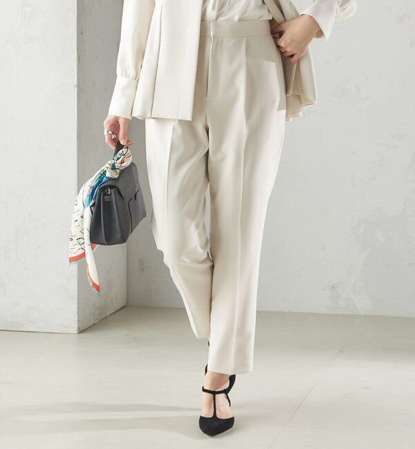 SHIPS for women「〈手洗い可能〉ダブル クロス パンツ オフホワイト（セレモニー対応可）」|スラックス|