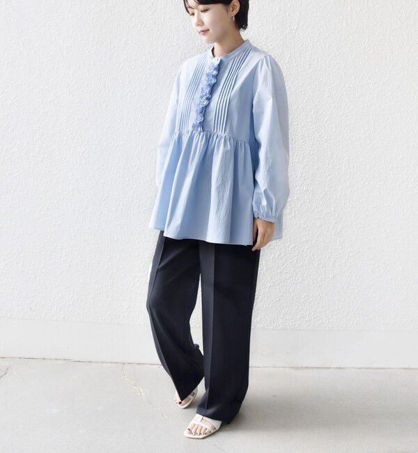 SHIPS for women「【WEB限定】〈手洗い可能〉フリル 刺繍 ペプラム ブラウス」|シャツ・ブラウス|