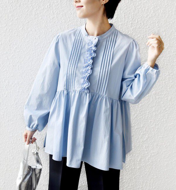 SHIPS for women「【WEB限定】〈手洗い可能〉フリル 刺繍 ペプラム ブラウス」|シャツ・ブラウス|