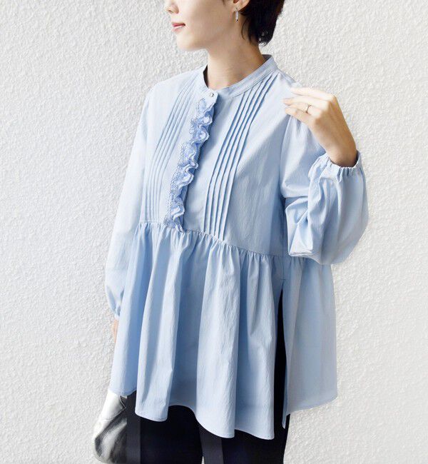 SHIPS for women「【WEB限定】〈手洗い可能〉フリル 刺繍 ペプラム ブラウス」|シャツ・ブラウス|