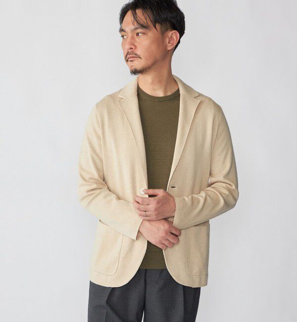 SHIPS「【SHIPS別注】FLY3: コットン ニット ジャケット」|テーラードジャケット|ベージュ系