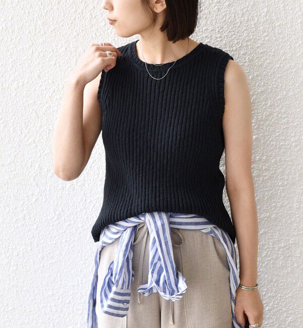 SHIPS Colors 「SHIPS Colors:〈手洗い可能〉スラブ ニット タンクトップ◇」|タンクトップ|ネイビー