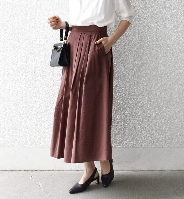 SHIPS any「SHIPS any:〈洗濯機可能〉コットンミックス タイプライター フレア タック スカート」|スカート|