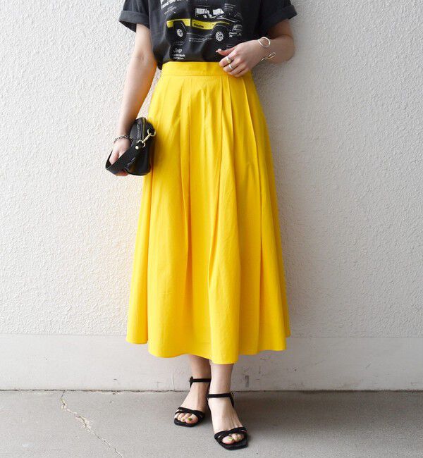 SHIPS any「SHIPS any:〈洗濯機可能〉コットンミックス タイプライター フレア タック スカート」|スカート|