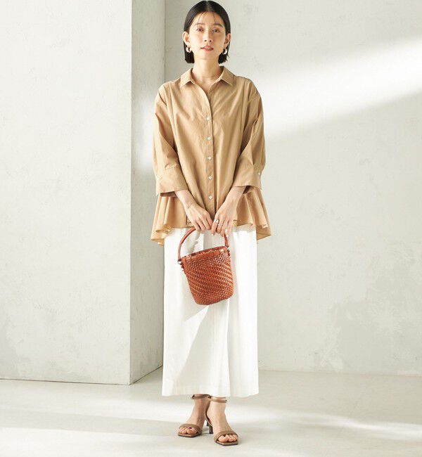 SHIPS for women「〈手洗い可能〉麻混 ベルト付 ウエストタック ナロー スカート」|スカート|