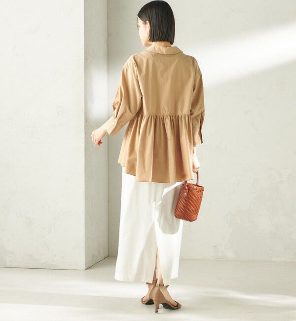 SHIPS for women「〈手洗い可能〉麻混 ベルト付 ウエストタック ナロー スカート」|スカート|