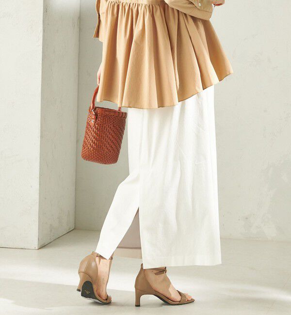 SHIPS for women「〈手洗い可能〉麻混 ベルト付 ウエストタック ナロー スカート」|スカート|