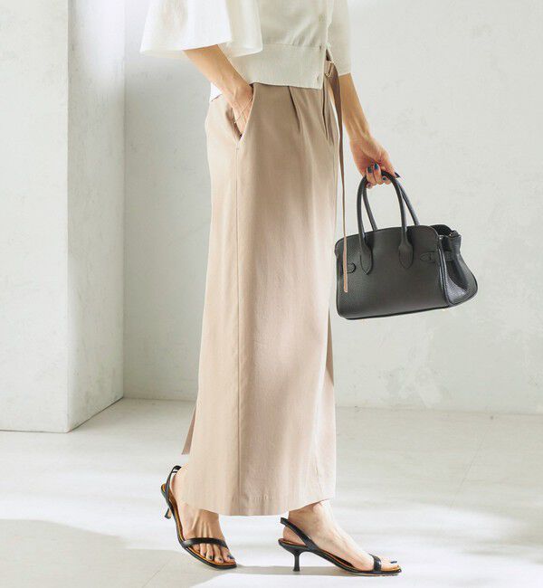 SHIPS for women「〈手洗い可能〉麻混 ベルト付 ウエストタック ナロー スカート」|スカート|