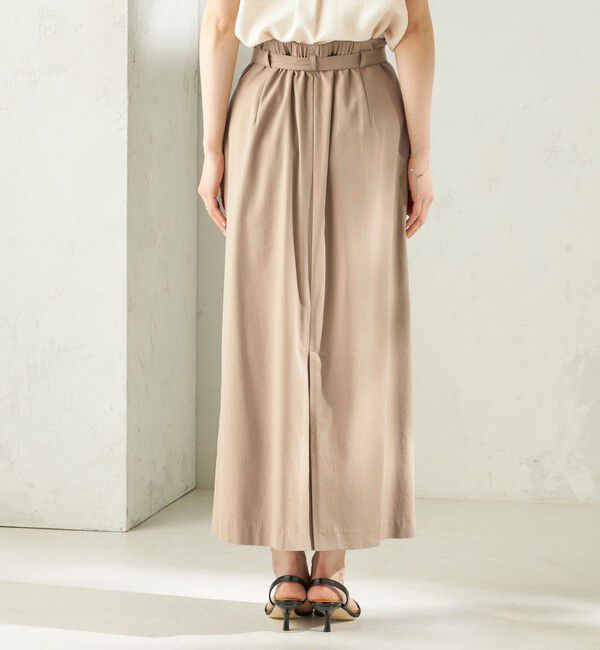 SHIPS for women「〈手洗い可能〉麻混 ベルト付 ウエストタック ナロー スカート」|スカート|