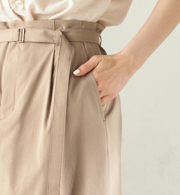 SHIPS for women「〈手洗い可能〉麻混 ベルト付 ウエストタック ナロー スカート」|スカート|