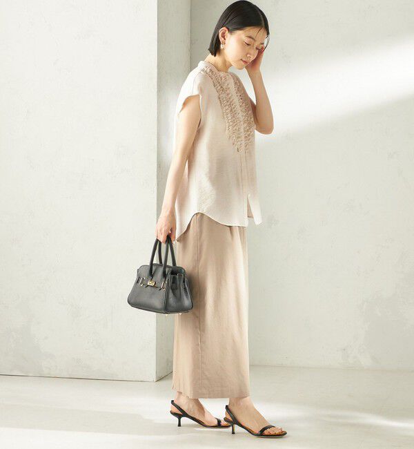 SHIPS for women「〈手洗い可能〉麻混 ベルト付 ウエストタック ナロー スカート」|スカート|