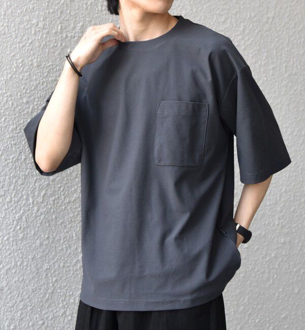 SHIPS any「SHIPS any: SOLOTEX(R) バックピケ  リラックス ポケット Tシャツ 26SS◇」|Tシャツ・カットソー|チャコールグレー
