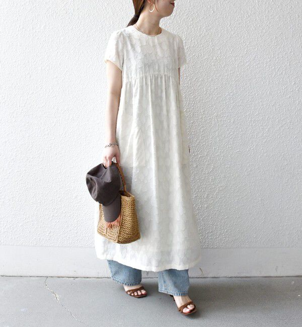 SHIPS any「《予約》SHIPS any:〈手洗い可能〉カット ジャカード ウエスト ギャザー ワンピース」|ワンピース|