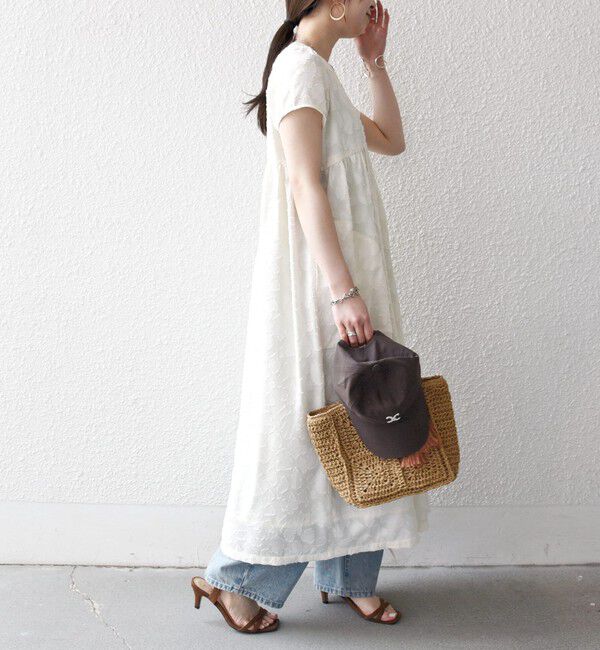 SHIPS any「《予約》SHIPS any:〈手洗い可能〉カット ジャカード ウエスト ギャザー ワンピース」|ワンピース|