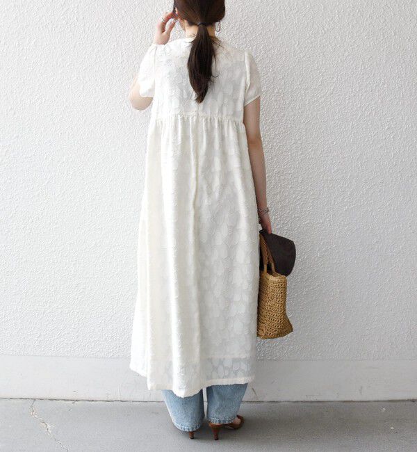 SHIPS any「《予約》SHIPS any:〈手洗い可能〉カット ジャカード ウエスト ギャザー ワンピース」|ワンピース|