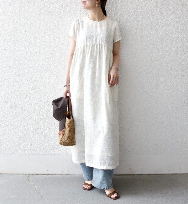 SHIPS any「《予約》SHIPS any:〈手洗い可能〉カット ジャカード ウエスト ギャザー ワンピース」|ワンピース|