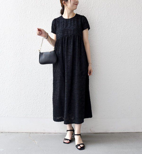 SHIPS any「《予約》SHIPS any:〈手洗い可能〉カット ジャカード ウエスト ギャザー ワンピース」|ワンピース|