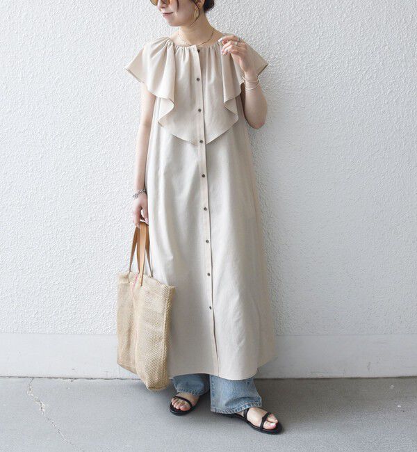 SHIPS any「《予約》SHIPS any:〈洗濯機可能〉ラッフル フリル ギャザー ロング ワンピース」|ワンピース|