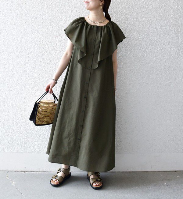 SHIPS any「《予約》SHIPS any:〈洗濯機可能〉ラッフル フリル ギャザー ロング ワンピース」|ワンピース|