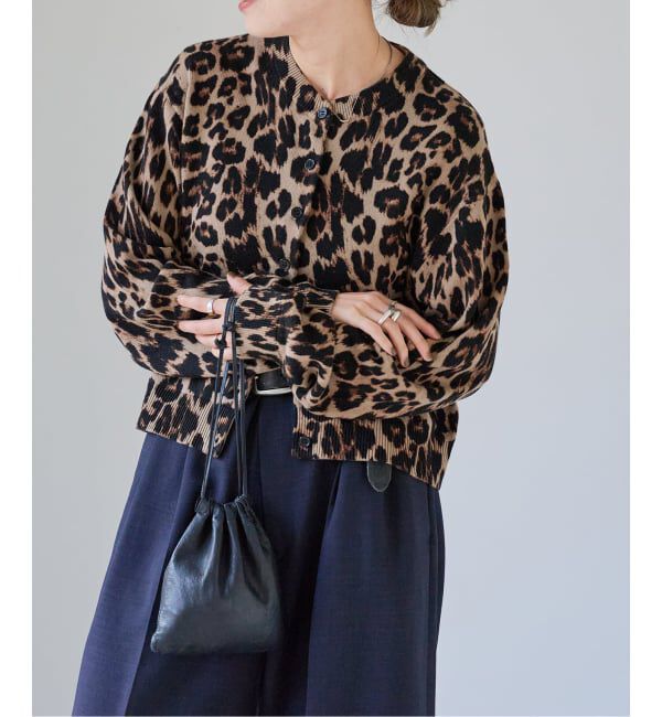 OUTDOOR PRODUCTS Usual Things「追加4 レオパード プリントクルーネックカーディガン」|カーディガン|