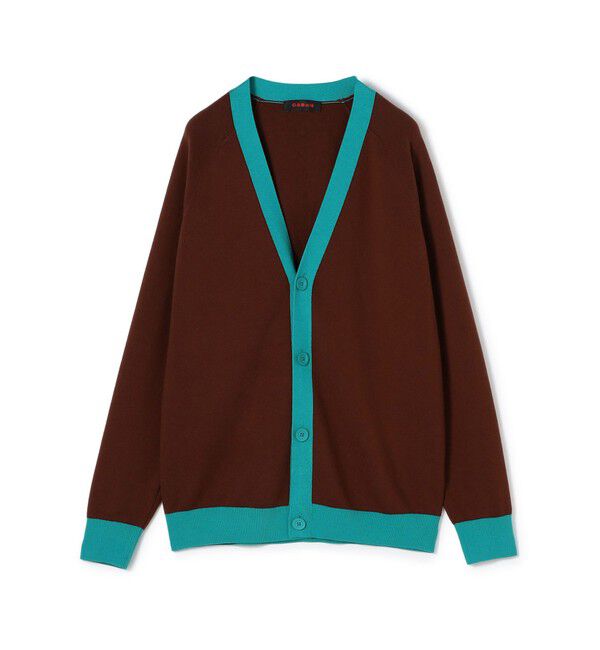 CABaN「CABaN コットンカシミヤ バイカラーVネックカーディガン」|カーディガン|48 ブラウン&times;ブルー